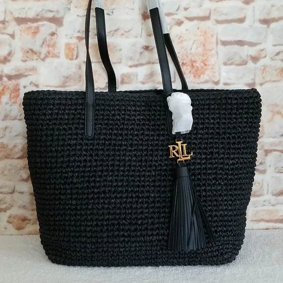 【Ralph Lauren】ストロー ミディアム ホイットニー トート Lauren Ralph Lauren Crochet-Straw Medium Whitney Tote - Macy's